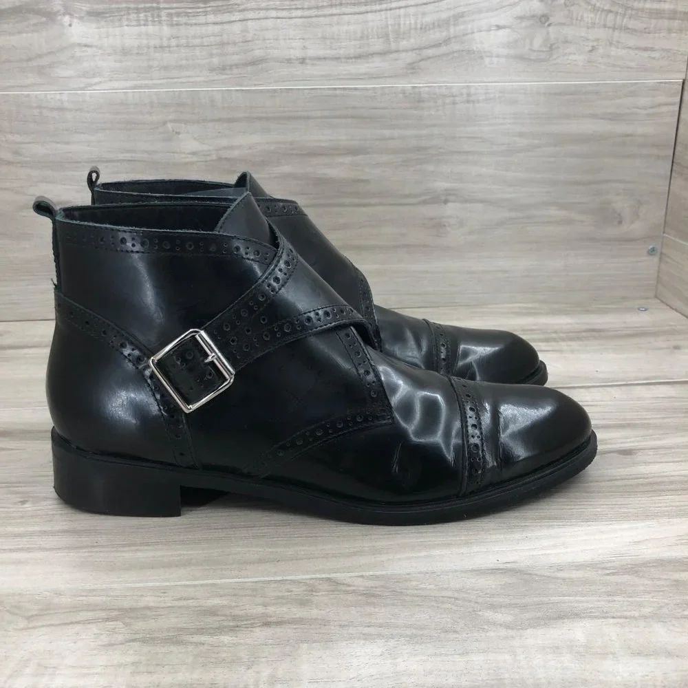 Barbara Barbieri Ankle Boots Womens US 10 EU 41 Black Patent Leather